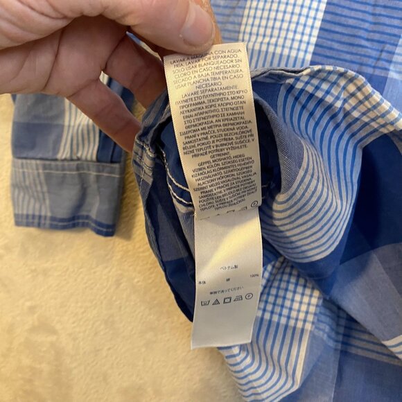 Chaps Mens Shirt XL Blue & White Plaid Button-Down Long Sleeve 100% Cotton - Picture 12 of 12
